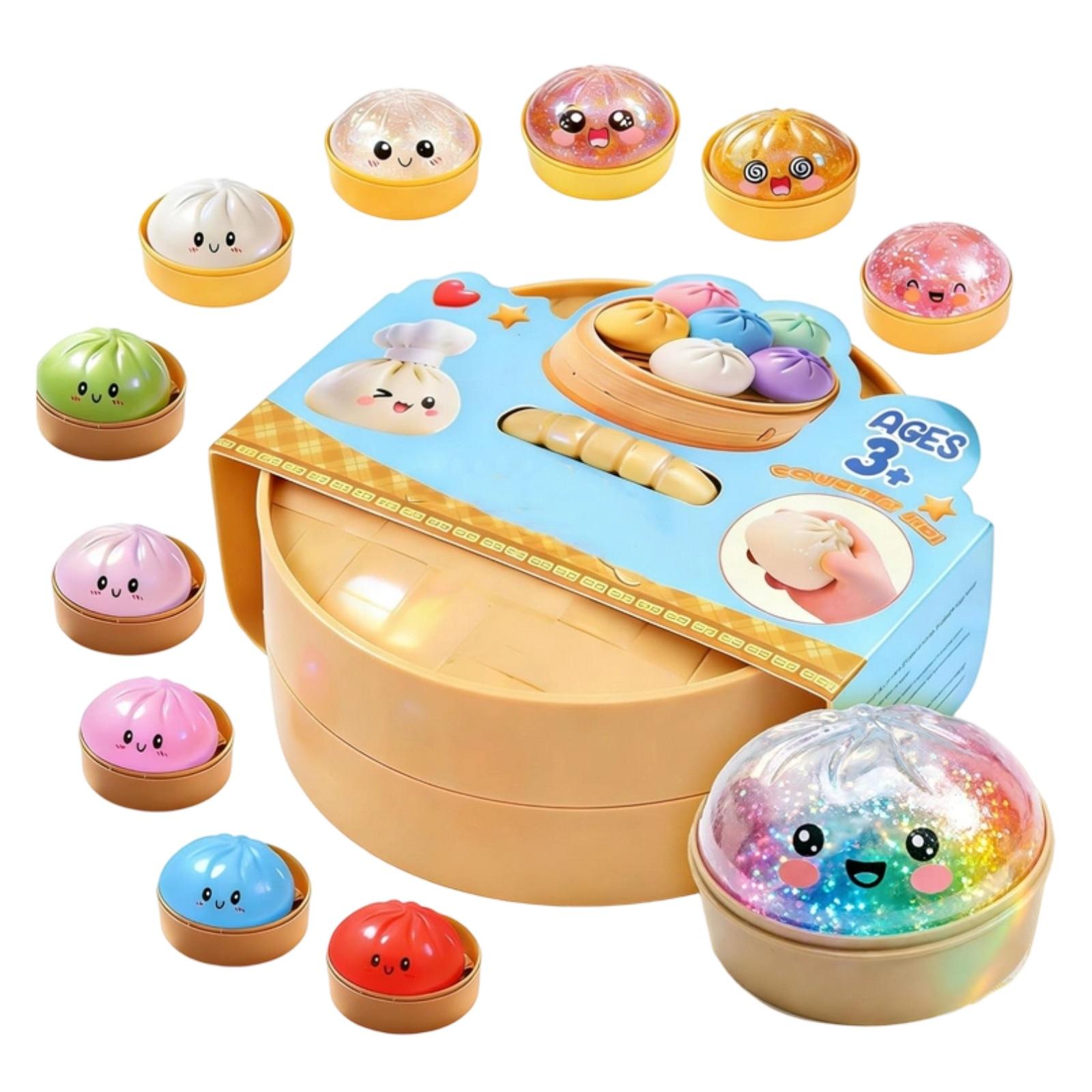 

Simulation Steamed Bun Toy with Steamer Slow Rising Stress Relief Ball Soft Squeeze Decompression Toy for Hand Exercise Fun Decor One Size