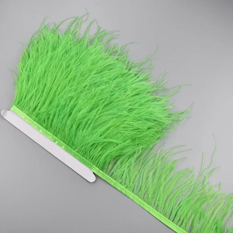 Feather1Meter Ostrich Feathers on Ribbon Tape 10-15CM Feather Tassel Fringe Trim Boa Sewing Trimmings Needlework Clothes DIY Decoration