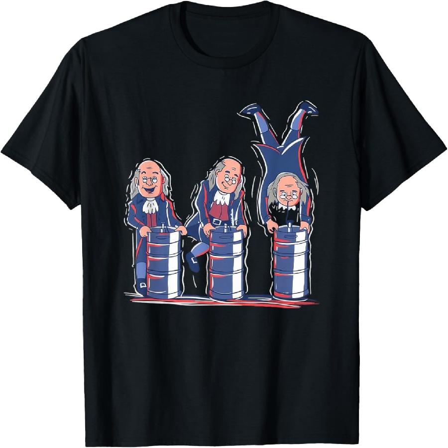 

Benjamin Franklin Keg Stand Funny T-Shirt XXXXXL чорний