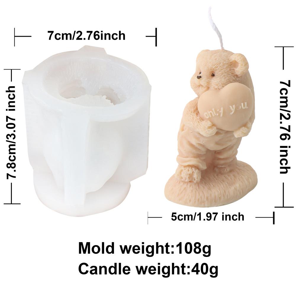 Silikonowa forma do świec w kształcie misia ślubnego 3D, forma do mydła, żywicy, gipsu, niedźwiedź przytulający, zwierzęta, rękodzieło, prezenty, dekoracje na rocznicę ślubu