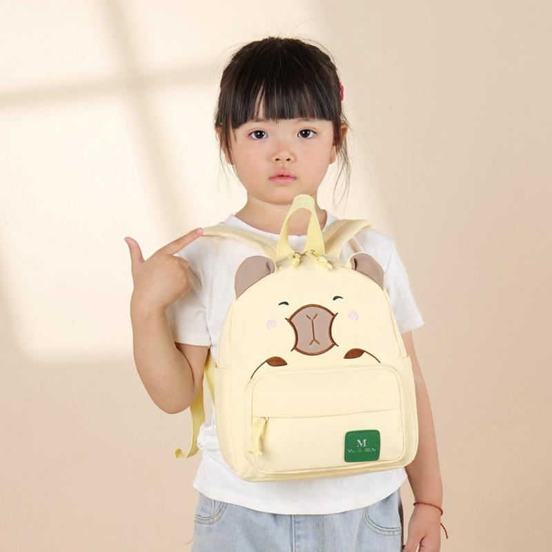 School bag large capacity backpack kapibara cartoon love embroidery backpack boys and girls children's bag