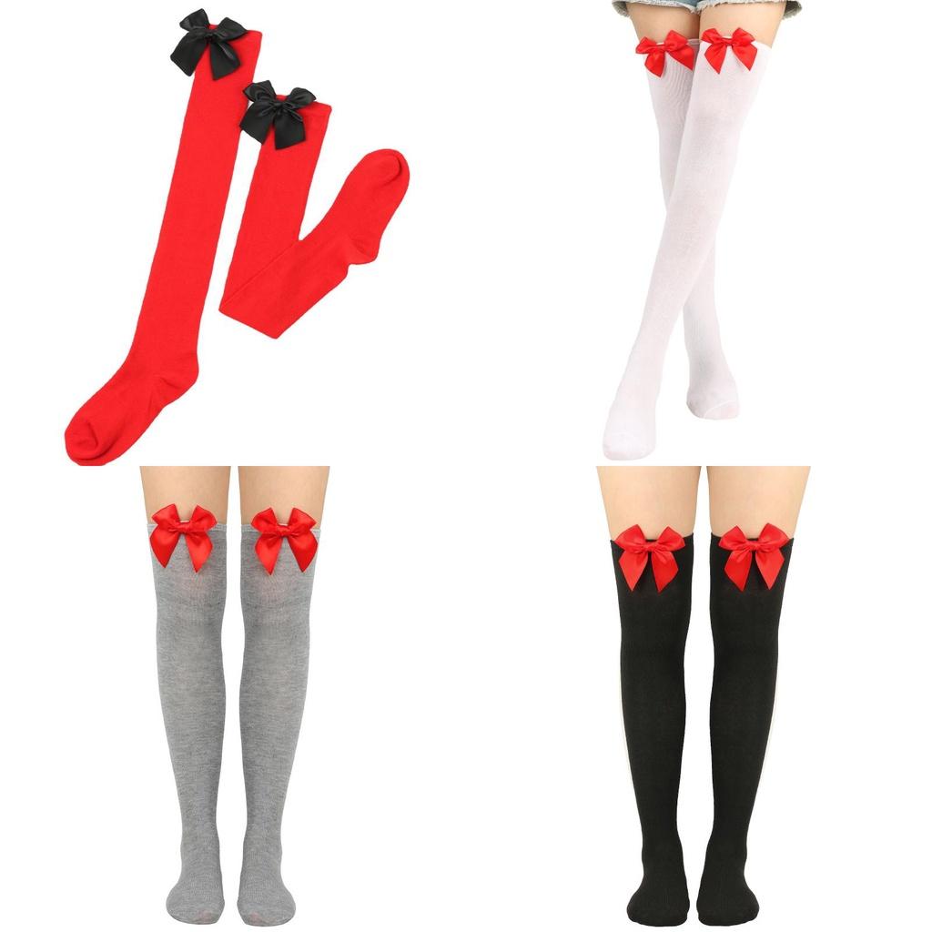 Japanese Style Over-the-knee Bow Socks Sexy High Tube Socks For College Fashion Friction-resistant Polyester Fiber