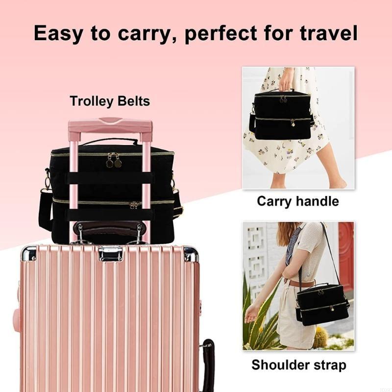Nails Storage Case With Removable Dividers Sturdy Shoulder Strap Quilted Texture For Salons Artistics HX6C