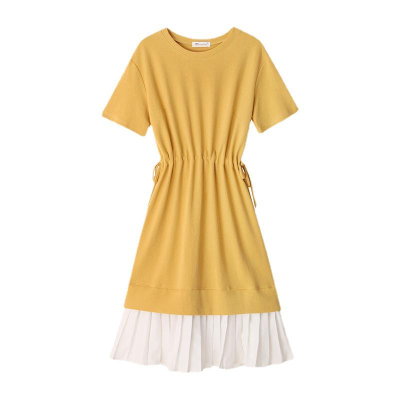 Locker sitzendes Umstandskleid im koreanischen Stil – zweiteiliges gespleißtes Design, über dem Knie lang, lässige Sommerkleidung