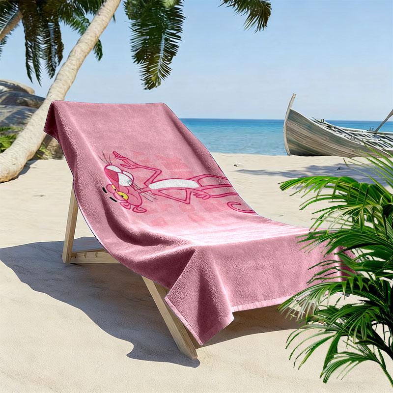 Pink Panther Print Beach Towel, Large Soft Quick Dry Towel for Beach Camping Swimming