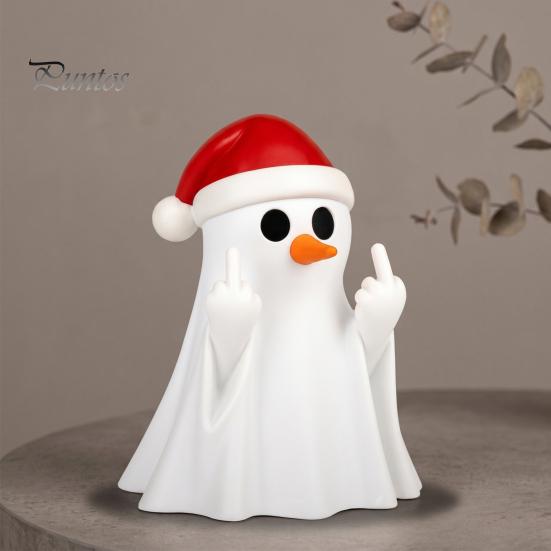 Funny Halloween Table Decor Christmas Ghost Pen Holder with Santa Hat, Desktop Organizer, Decorative Stationery Tabletop Statue, Holiday for