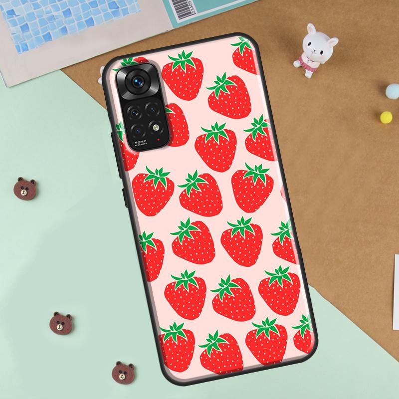 Cute Strawberry Phone Case For Xiaomi Redmi Note 12 8 9 10 11 Pro 8T 9S 10S 11S 12S 10A 9C 10C 12C Cover