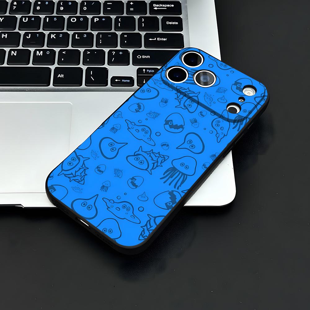 D-dragon Q-Quest Slime Phone Case For IPhone 17 Air 16 E Pro Max 15 14 13 Mini 12 Pro 11 Max Plus Black Soft Shell