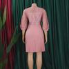 2024 Pure Color Lace Hollow Pleated Women's Dress - European and American Style