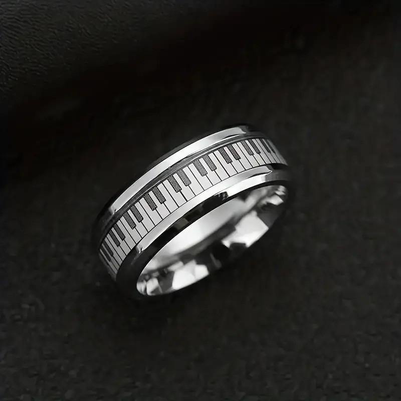 Silver Electronic Keyboard Fashionable Men's Ring
