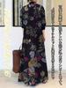 Long Shirt and Long Floral Maxi Resort Plus Sizes Popular Floral Print [kisetsumate] Women's Cotton-Linen Dress, Dress, Spring, Summer, Fall, Sleeve,