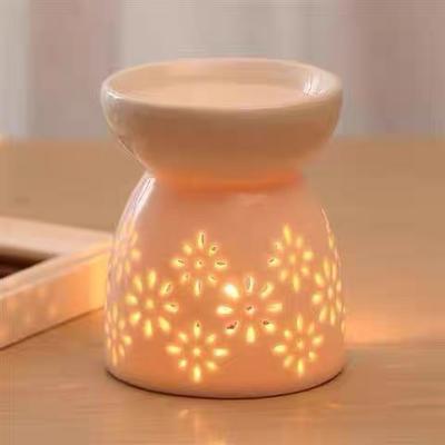 Ceramic Flower Home Aroma Essential Oil Warmer Aromatic Incense & Candle Holder for Perfume Wax Melt Burners Ceramic Oil Burner