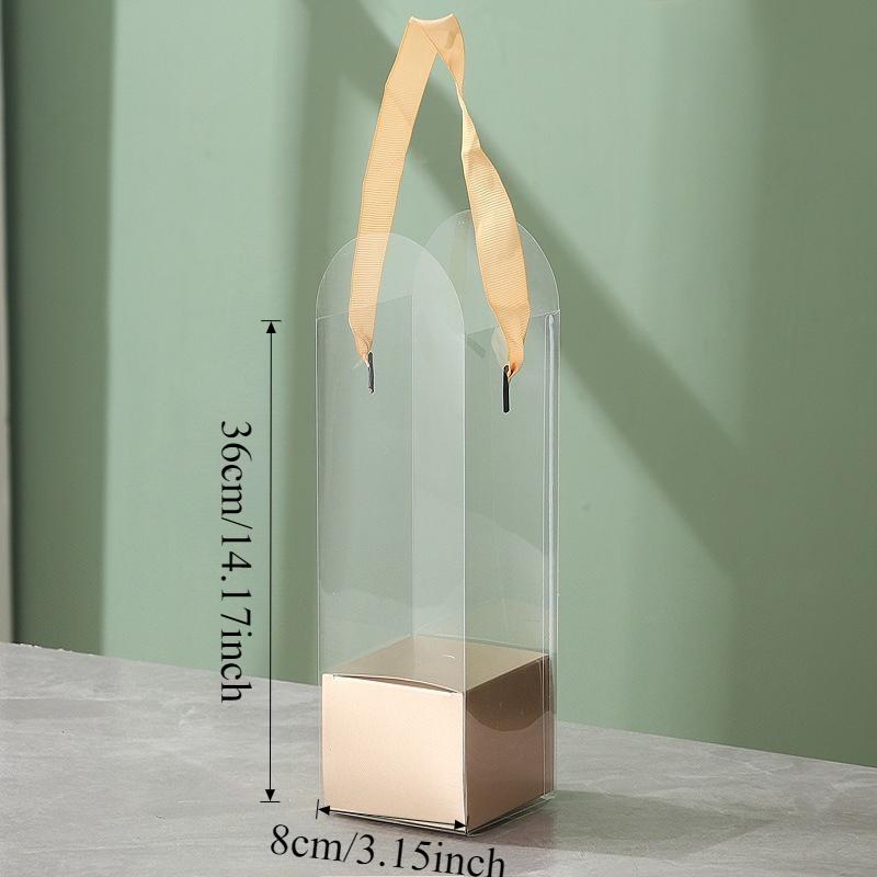 5er-Set Tragbare Klare Plastik-Blumenkästen Transparente Handheld-Rosen-Geschenkbox für Blumenstraußverpackung Kleine Florale DIY-Hülle Taschen