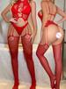 Romance Open Crotch Fishnet Bodysuit Women Sexy Lingerie Porn Garters Bodystockings Lace Underwear Erotic Outfits Sexy Set New
