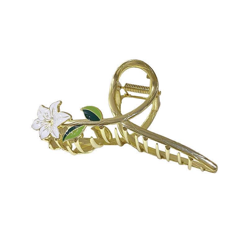 2023 Summer New Exquisite Flower Hair Clip for Females, Large Shark Clip Headdress.