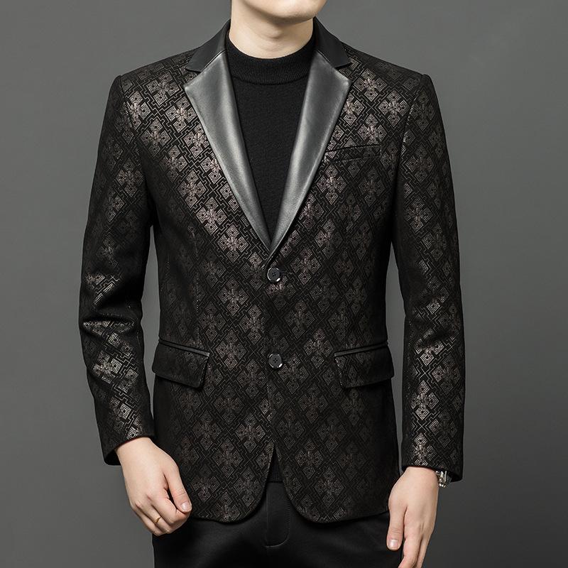 Leather jacket men's suit top layer sheepskin jacket autumn casual leather suit