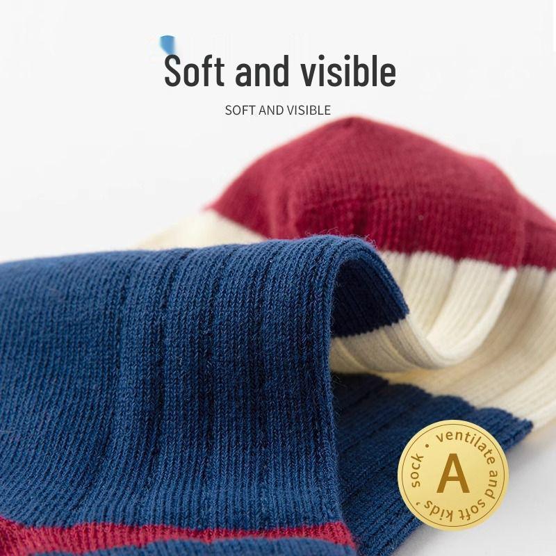 Boys' Cotton Short Socks - Trendy Boat Style for Spring & Autumn, Sports & Everyday Wear