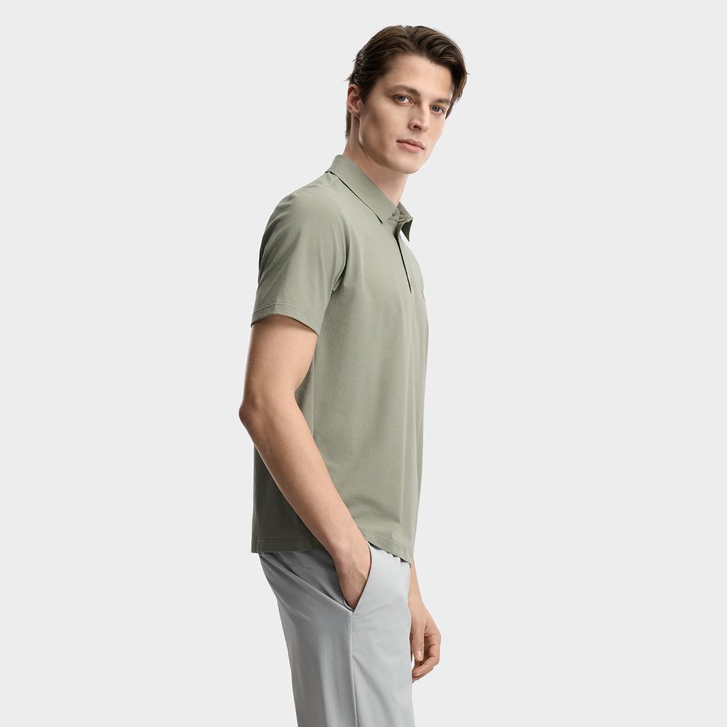 Fila F.C. Classic Minimalist Basic Casual Light Business Versatile Comfortable Knitted Short Sleeve Polo Shirt Men Tops Green Khaki F11M621103FLK