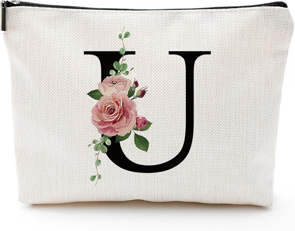 A Z Personalized Letter Makeup Bag Monogrammed Bridesmaid Gifts Presents Cosmetic Bag Portable Storage Organizer Pouch Travel