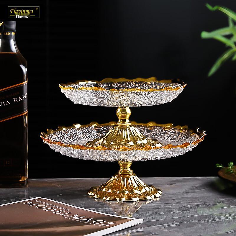 Flavinmci European Light Luxury Gilded Crystal Glass Fruit Plate