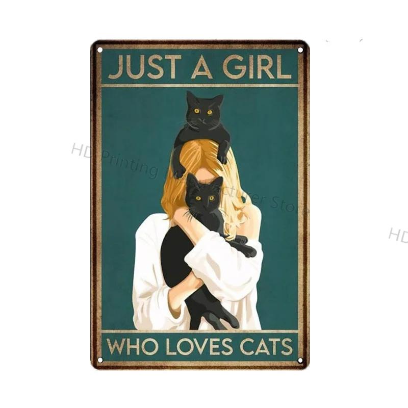 Black Cat Vintage Metal Sign Metal Retro Tin Plaque Poster For Bedroom Living Room Pet Shop Wall Decor Pin Up Funny Cat Plate