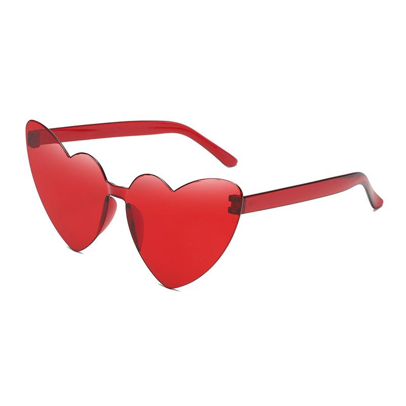 Amazon Thin Peach Heart Sunglasses Jelly Color Rimless Heart-Shaped One-Piece Glasses Candy Color Love Sunglasses