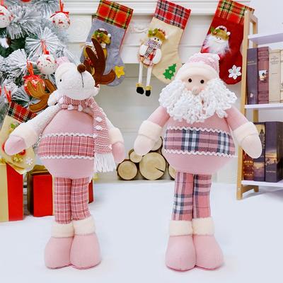 50cm Christmas Pink Big Santa Claus Reindeer Plush Dolls Standing Toy Xmas Decoration Ornaments Craft Gift Home Decor New Year