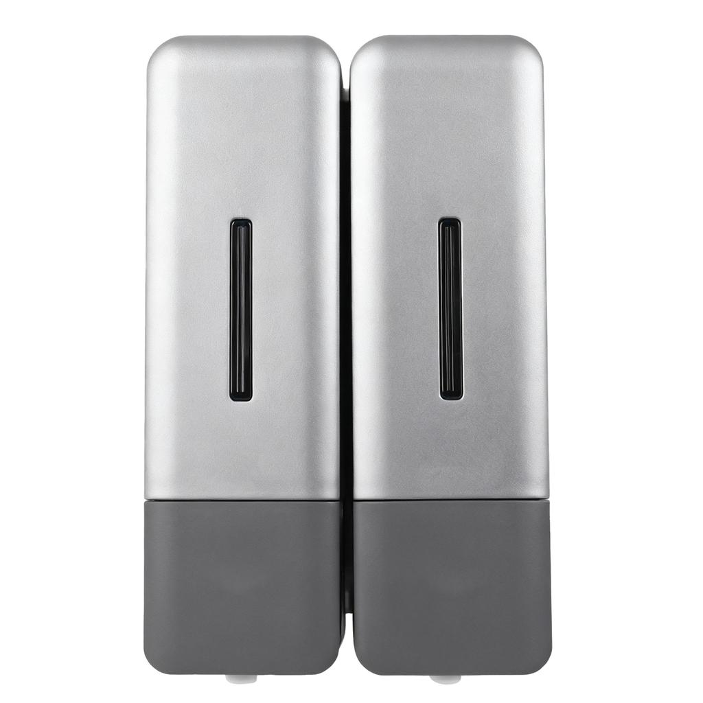 2-Kammer Duschseifenspender Wandmontierter Shampoospender für Badezimmer Hotel 250 ml pro Flasche Silber