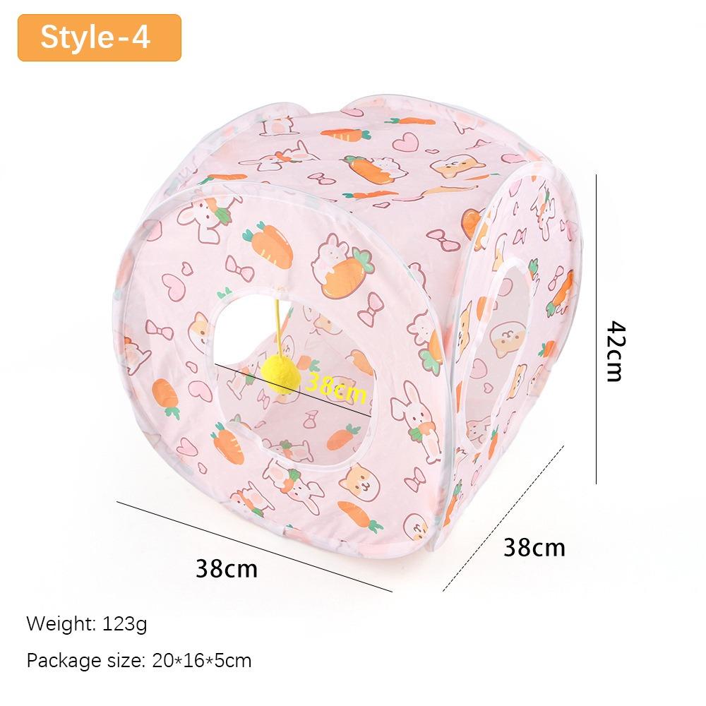 Cartoon Polyester+Steel Wire Cat Tunnel Tube Foldable Training Interactive Cat Nest Breathable Cat Maze Tunnel Rabbit