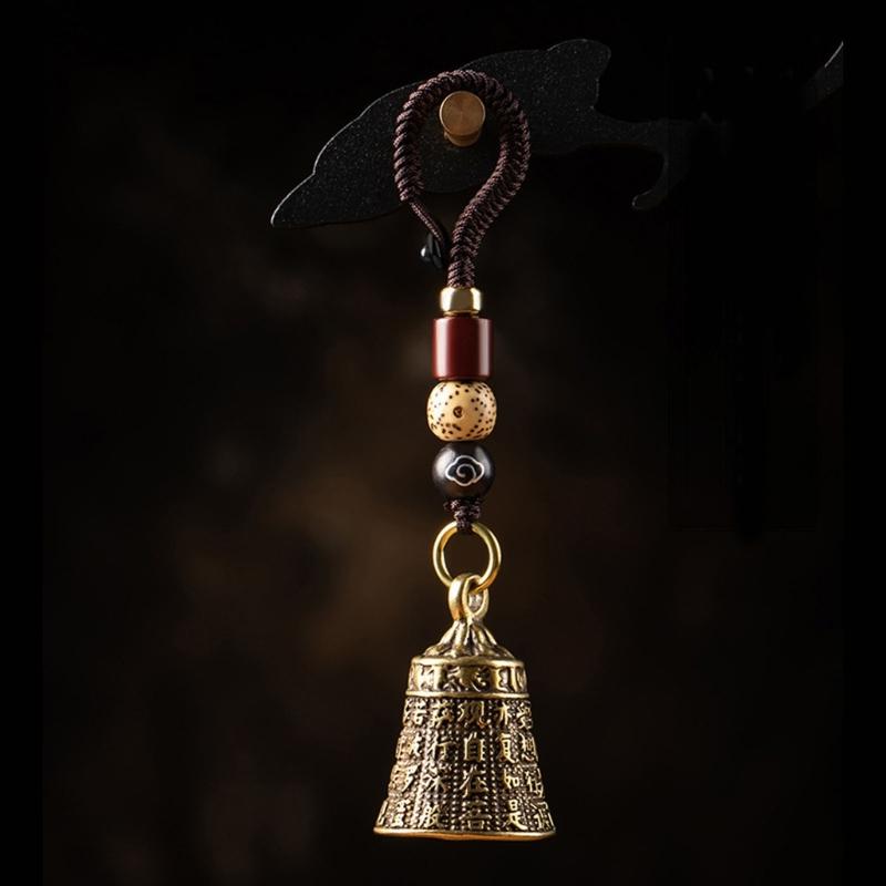 Brass Statues Buddhism Ornaments for Key Ring Hanging Pendants Vintage Hanging Jewelry Handmade Rope for Key