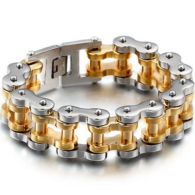 Massive 22MM Width Bike Motorcycle Link Chain Bracelet for Men Punk Rock Style Heavy Stainless Steel Men's Bicycle Bracelets