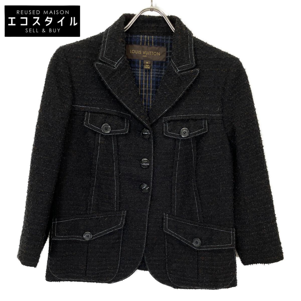 

LOUIS VUITTON Черный RW102A WRJA14W9F Шерстяной твидовый жакет Жакет 36 черныйПодержанный