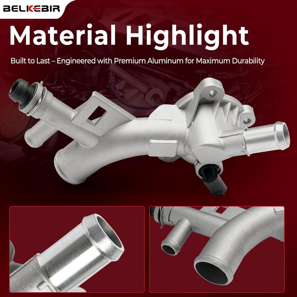 Aluminum Engine Coolant Housing Water Outlet Kit with Hoses Compatible with 2011-2016 Chevy Cruze, 2012- Sonic, 2015- Trax, 2013- Buick Encore 1.4L