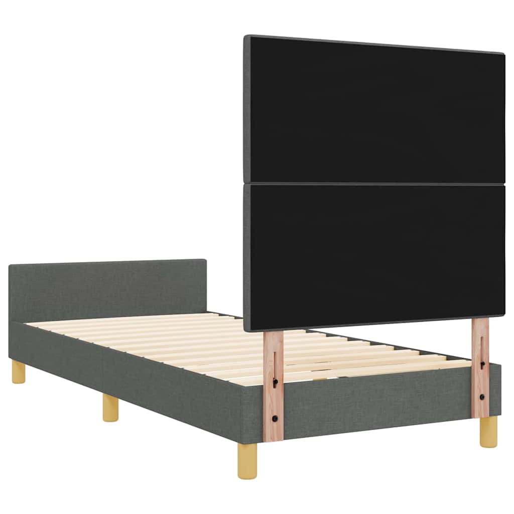 Platform Bed with Headboard Dark Grey 80 x 200 cm Fabric