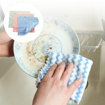 5Pcs Kitchen Cleaning Dish Cloth Superfine Fiber Rag Strong Water Absorption Powerful Decontamination Quick Drying Dish Cloth
