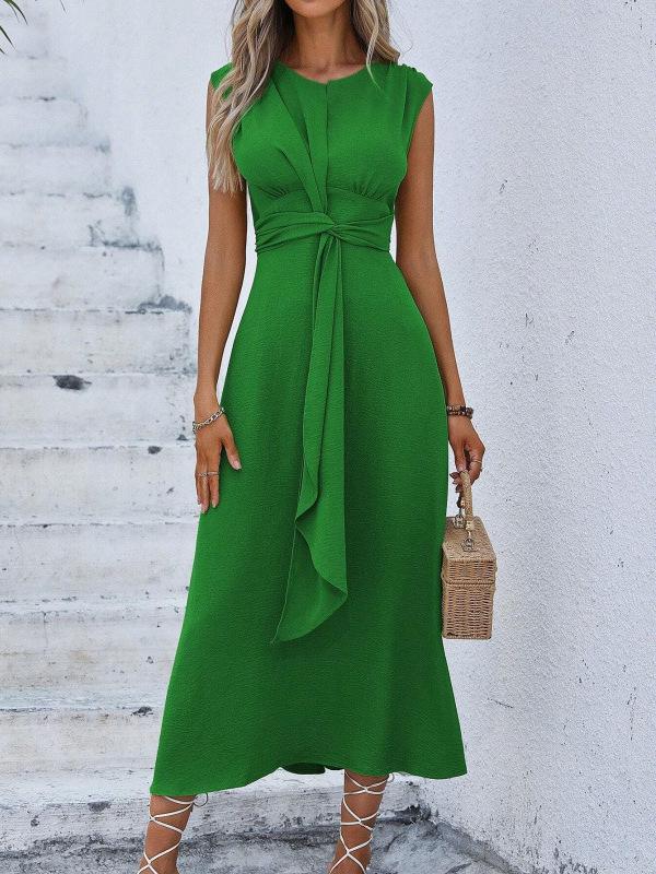 2026 Summer Women's Solid Color Elegant Lace-up Long Dress
