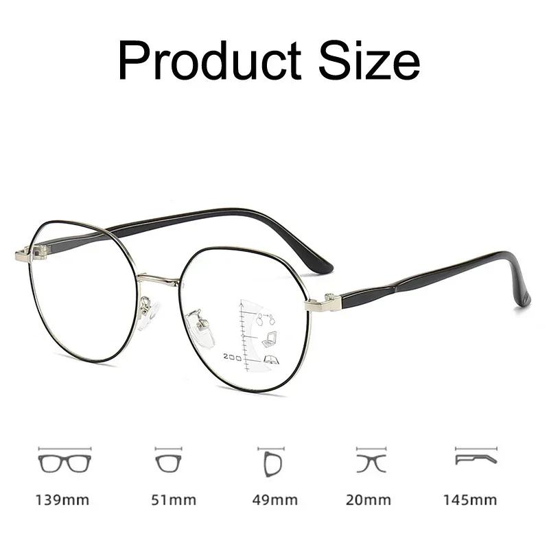 Unisex High Definition Multifocal Reading Glasses Transparent Round Frame Far-sighted Eyeglasses Women Men's Fashion Diopters