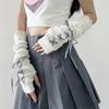 New Long Arm Warmer Gloves Knitted Cold Proof Warm Arm Sleeve with Ribbon Fingerless Gloves Women