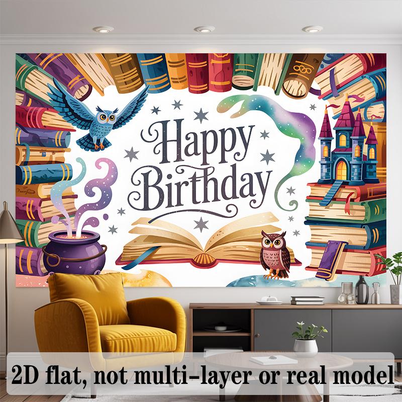 Magic Castle Birthday Banner, Academy Theme Backdrop Wall Decor for Party