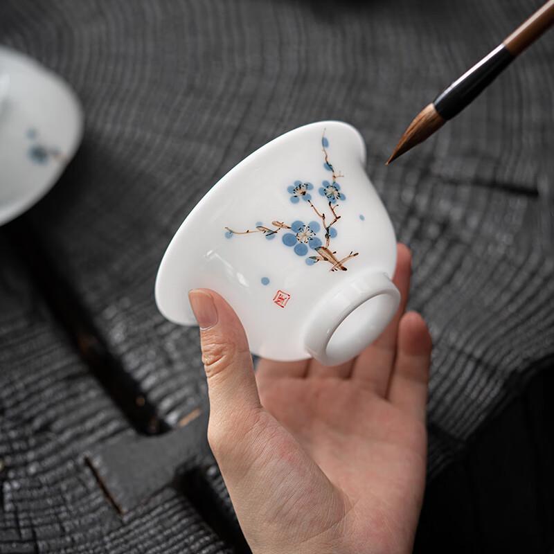 MULTIPOTENT Hand-Painted Plum Blossom Sancai Gaiwan Tea Bowl