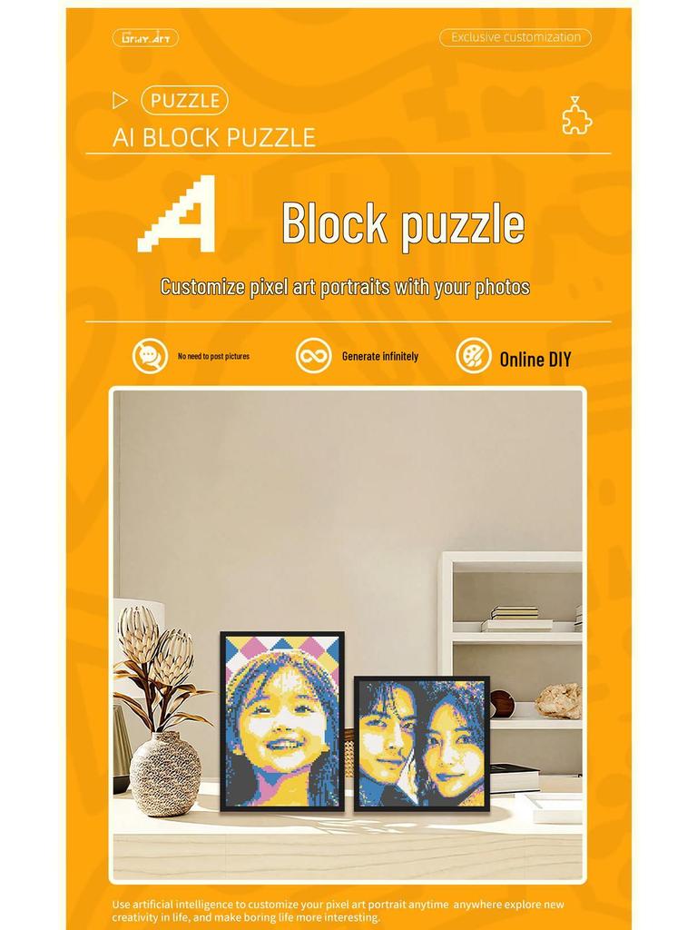 Creative Pixel Art DIY LEGO-Compatible Mosaic Photo Frame Gift for Friends - MOC Portrait Building Blocks
