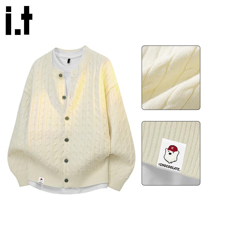 :CHOCOOLATEit Herren Strickjacke im amerikanischen Stil mit Zopfmuster