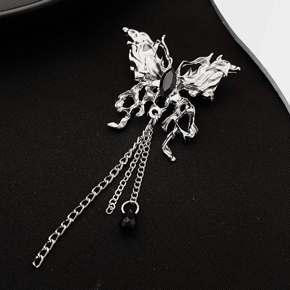 1Pair Wing Metal Butterfly Brooches Rhinestone Butterfly Tassel Badge Pin  Women Gifts