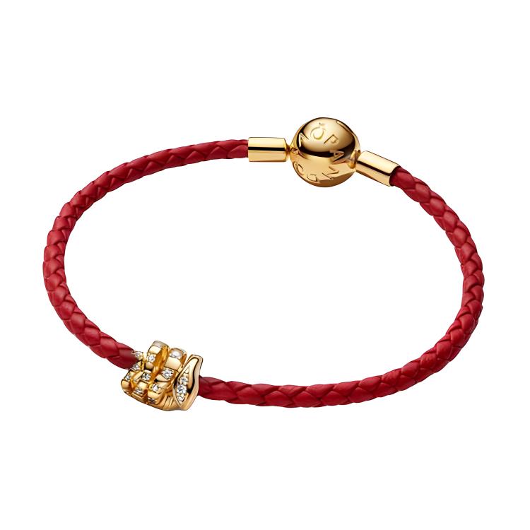 Pandora Gold Plated Copper Silver Alloy, Synthetic Cubic Zirconia Bracelets Women's Red ZT3084