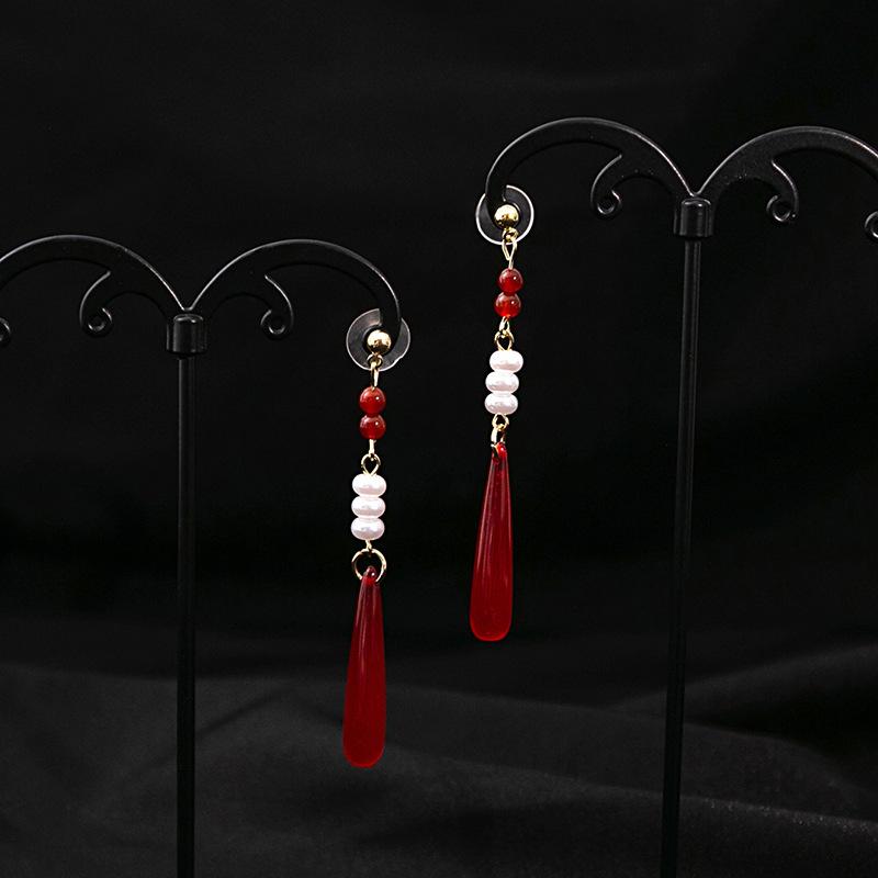 BLINGBAY Women's New Chinese Style Imitation Pearl Earrings Chinese Style Butterfly Drop-shaped Tassel Earrings Simple Hanfu Accessories Retro Jewelry