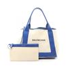 Used NAVY CABAS S Navy Cabas Tote Bag 339933 Canvas Leather White Blue Used Women