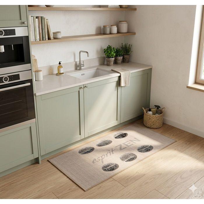 Tapis de cuisine - EDEN - Esprit Zen - 50 x 120 cm - Beige - Dessus polyamide antidérapant