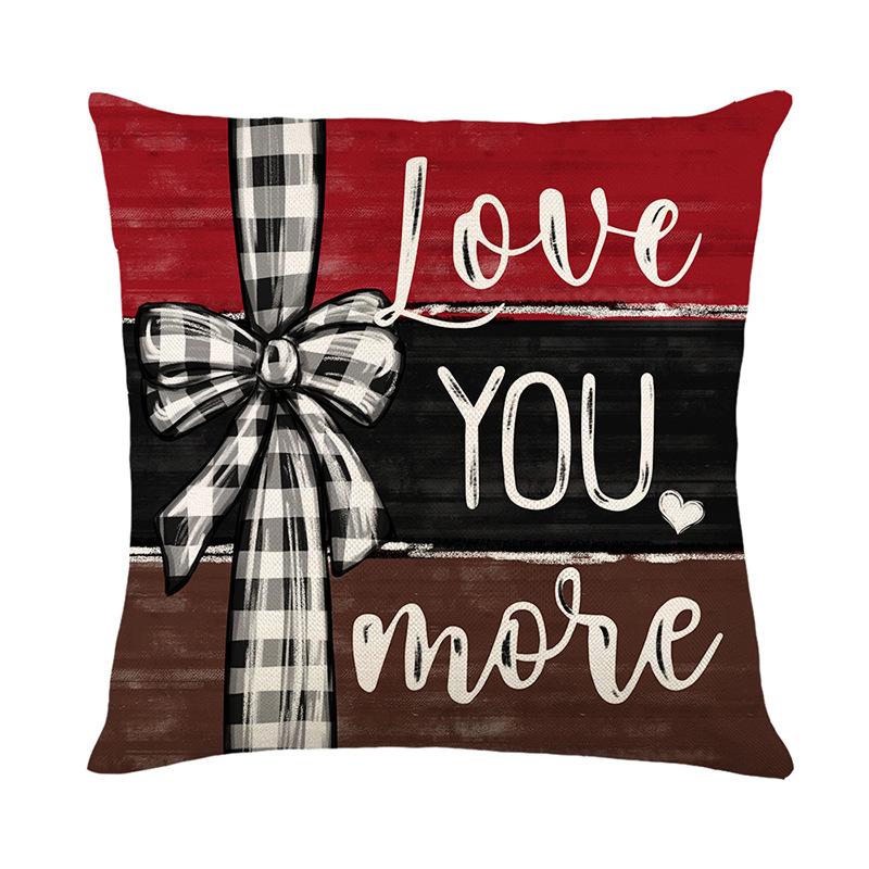 New Valentine's Day Pillow Case Linen Love Letter Double-Side Print PP Cotton Bedroom Sofa Pillow Case