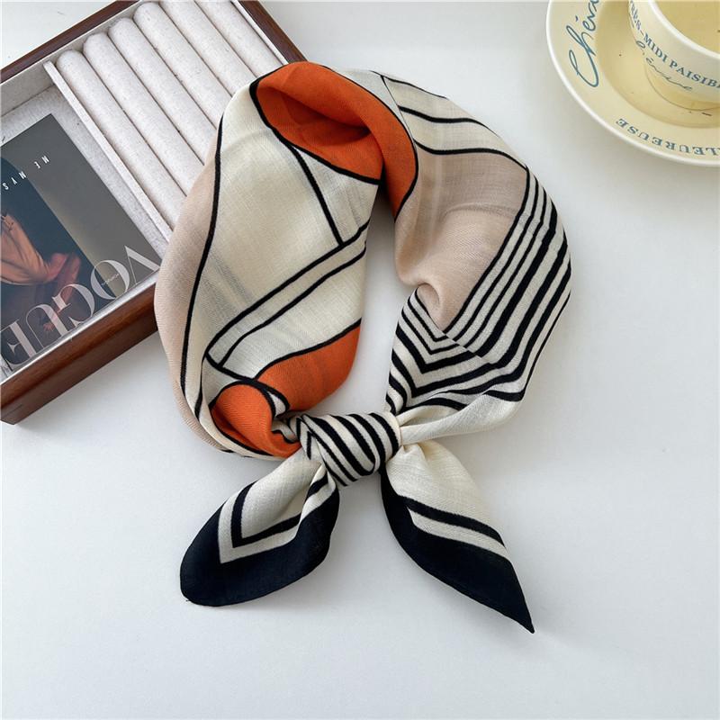 Cotton Linen Print Square Scarves Neckerchief Kerchief Headscarf Women Decorative Scarf Bandanas Headband 65cm Neck Wraps Shawls