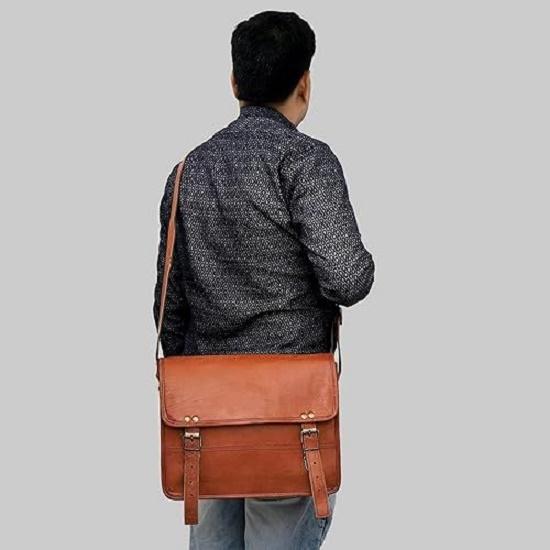 Geantă Messenger din Piele Naturală pentru iPad/Tabletă, Geantă Tip Messenger, Valizetă Mică, Geantă de Umăr Crossbody pentru Bărbați și Femei